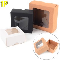 접이식 직사각 투명창 선물박스 3color 3size 쿠키포장 과자포장 떡포장 패션잡화포장, 10개, 소 - 블랙