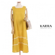 [카라] KARRA 배색민소매플레어린넨원피스_KB0MOP118A
