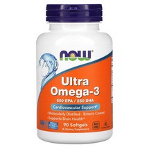 NOW Foods 울트라 오메가-3 500 EPA/250 DHA 90 장입 코팅 소프트젤