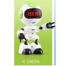 경찰레고 JJRC-R8 미니 스마트 로봇 어린이 목소리 지능형 LED 눈 DIY 벡터 전투 로보 장난감 선물 Rc 완, 06 R8 GREEN