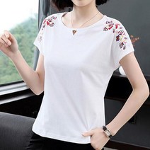 PoeLynt면 반팔 티셔츠 여자 슬렉스 여름 빅사이즈 여성 중년 엄마
