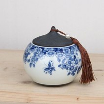 청화백자 투톤매화 말총뚜껑 차통 [유진스타일] #999EA, 본상품선택
