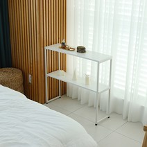 배러앳홈 하이디 2단 철제 선반 콘솔 사이드 테이블 장식장, 블랙