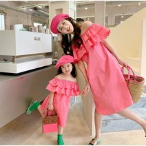 모녀 커플룩 엄마딸 맘커플룩 원피스 여행가족티 C18