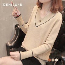데일로엔 브이넥 긴팔 여성용 여자 니트