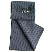 접이식 마이크로파이버 와플 카라비너 클립 30x50cm 11.8 x 19.7 스포츠용 클리어 클럽 공 요가, Black no print, 02 Black no print