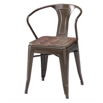 디홀릭 팔걸이형 빈티지 스틸 체어, 브라운