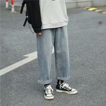 남성 청바지 세련된 레저 심플 올 매치 빈티지 BF 단색 찢어진 라지 사이즈 3XL