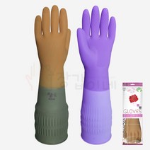소손 투톤 예쁜 고무장갑 브라운 보라 1켤레 L 41cm