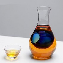 일식 이자카야 사케 청주 얼음 유리병 일본술 인생술잔 홈파티 전통술잔 가정용 홈바 집들이선물 술잔세트, 블루홀 유리 사케병 소(350ml)