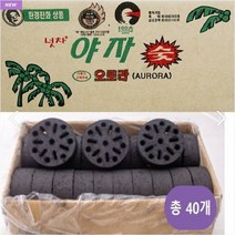 오로라 야자 번개탄 야자숯 1x40개 박스상품 펜션 캠핑