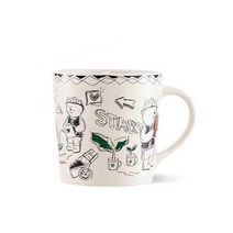 스타벅스 중국 2022 환경보호MD 커피농장 베어리 카툰 도안 화이트 세라믹 머그 컵 473ml