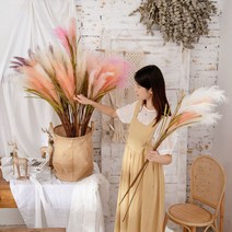 갈대 조화 생화같은 팜파스 그라스 핑크뮬리 인테리어 소품 인조 나무, 갈대조화 100cm - 크림