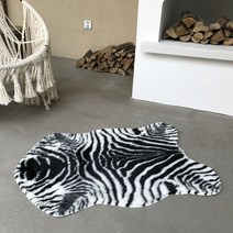 러그 털 안붙는 사계절 타이거 프린트 러그 소 표범 무늬 소가죽 인조 미끄럼 방지 매트 94x100CM 동물 카