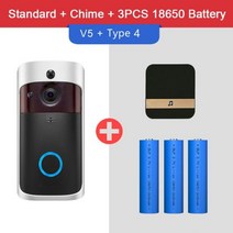 무선 초인종 도어벨 무선벨 비디오 카메라 hd wifi 동작 감지기 오디오 앰프 iosampandroid용 스피커 나이트 비전, 미국 플러그, Type 4