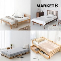 마켓비 원목침대 프레임 매트리스 슈퍼싱글 소나무 자작나무 갈비살 MK0010, FRUGA-블랙