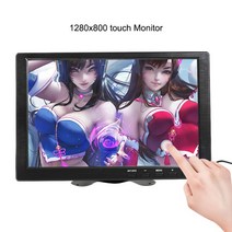 보조모니터 서브모니터 휴대용 듀얼 포터블 휴대용 10.1 인치 터치 스크린 모니터 IPS 1920x1200 BNC AV VGA HDMI USB 게임 모니터 pc가있는 소형 미니 H, 1280x800 터치