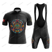 멕시코 사이클링 저지 세트 타이츠 ciclismo hombre 남성 반팔 사이클링 의류 mtb 자전거 정장 턱받이반바지 통기성 젤 패드
