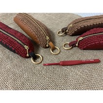 메이플라이크 DIY 패키지 내가 만드는 가죽 코바늘 필통 나만의 뜨개필통 만들기, 레드, 브라운, 린넨vip 와인