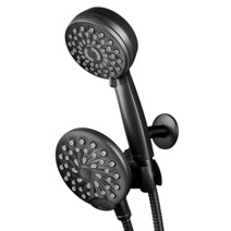 워터픽 Waterpik 원터치 듀얼 2-in-1 샤워 시스템 레인 샤워 헤드 및 7가지 모드 핸드 헬드 샤워 헤드 매트 블랙 XPB-135E-765ME, Matte Black, 1개