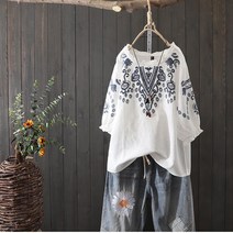 남방 셔츠 에스닉 블라우스 여성