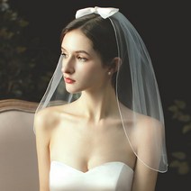 엘블랑꼬 쁘띠 리본 웨딩베일 2종 셀프웨딩 스냅촬영 화이트 미디엄베일
