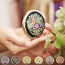 휴대용 자수 양면 거울 패키지 집콕 취미생활, 블루