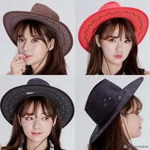 생파 주인공 모자 카우보이 파티모자 행사 공식 트로트 의상 독특한 스타일 레드 빨강 튀는 소품, 블랙