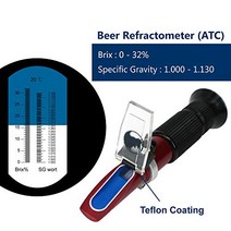 Rhino Beer (0-32% Brix 1.000-1.130 Specific Gravity) Refractometer for Homebrew and Automatic Tempe, 1