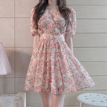 D87-8 스엔수 빅사이즈 플라워 쉬폰원피스 44-110