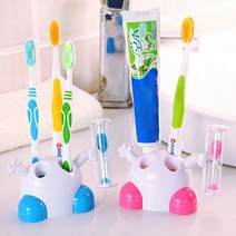 모래시계 칫솔꽂이 욕실 양치 칫솔 거치대 세트, 1-모래칫솔꽂이-핑크