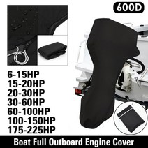 보트커버 제트스키 방수 덮개 600d 6-150hp 전체 선외 엔진 커버 보트 엔진 모터 보호 스피드 보트 전체 선외 엔진 전체 모터 커버 블랙, 6-15마력