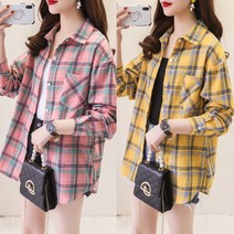 용순언니 bebedi 여성용 체크스 롱 긴팔남방 2P
