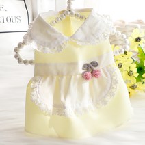 chol 반려동물 귀여운 학원풍 칼라 원피스, 옐로
