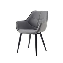 체어아울렛 CGP 아카데미 암체어 인조가죽 철제 카페 식탁 식당 테이블 의자, 그레이