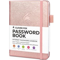 Clever Fox 탭이 있는 비밀번호 책. 알파벳 탭이 있는 인터넷 주소 및 암호 오거나이저 로그북. 컴퓨터 및 웹 사이트 로그인을 위한 작은 포켓 사이즈 암호 키퍼 저널 노트북, Rose Gold
