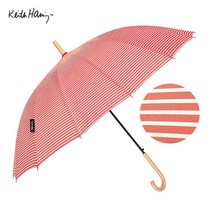 키스해링 16K 예쁜 스트라이프 반자동 튼튼한 장우산 학생우산