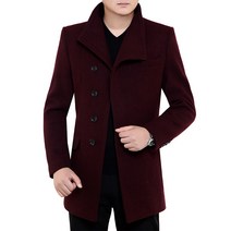 DFMEI 중년남성 모직 코트 가을 겨울 하프 모직 트렌치 코트