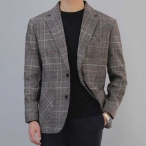 이너프데이 울 글렌체크 자켓 남자 빅사이즈 싱글 블레이져
