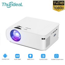 미니 빔 프로젝터 전동 족자형 휴대용 롤러블 스크린 thundeal td93 프로젝터 5g wifi full hd 1080p 프로젝터 big screen android 호환, 기본 버전