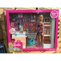 Barbie 바비인형 슈퍼마켓 쇼핑 카트 금전 등록기 마론인형 소꿉놀이 선물추천