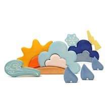 몬테소리 어린이 북유럽 나무 무지개 쌓기 블록 세트 부품 버섯 페그 인형 발도르프 장난감 아기 교육, [20] X weather