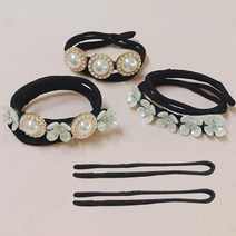 미스21 여리 진주 꽃 당고 올림머리 헤어끈 머리끈 5개 세트 (hs495)