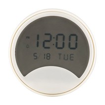 하프문 디지털 주방 욕실 목욕탕 화장실 흡착식 방수시계, 화이트