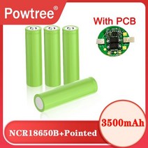 3.6v건전지 18650고방전 NCR18650B 3.7V 3500mAh 18650 리튬 충전식 배터리 손전등 배터리 용 PCB 보호 포인트 포함, CHINA_4 Battery