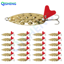 [QISHENG] 벌집 스푼 마이크로스푼 25개입/세트 송어스푼 파인애플스푼 메탈 스푼 배스 루어 낚시, 골드, 9g