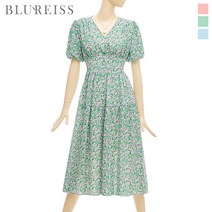 [블루레이스] 플라워V넥벌룬소매원피스_B2M1OP3501