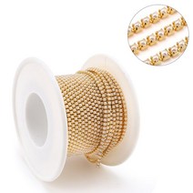 QIAO-라인석 클로 체인 반짝이 크리스탈 장식 10 야드 의류 액세서리 장식용 DIY 라인석, 05 Gold base pearl, 02 SS6-2mm