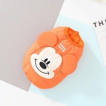 강아지 외출복 외투 자켓 애견옷디즈니 애완 동물 개 옷 겨울 따뜻한 미키 마우스 자켓 코튼 작은 중형 조, 06 Orange_04 L