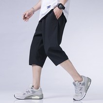 1+1 남자 린넨 반바지 5부 여름 크롭 팬츠 빅사이즈 와이드핏 얇은 패션 코디 연예인 밴딩 휴가